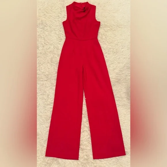 NEW Black Halo Corinne Sleeveless Flared-Leg Laguna Pink Jumpsuit sz 4 - Picture 3 of 8